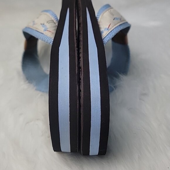 L.L. BEAN Blue Canvas Sandpiper Printed Rubber Sole Slip On Sandal Flip Flops 9 - Picture 10 of 13